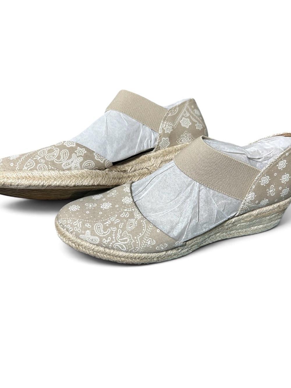Life Stride Beige Paisley Espadrille Wedge Slip-On
